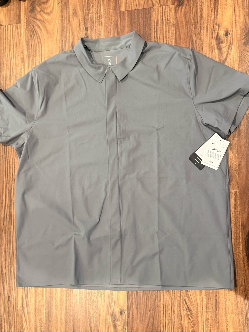 Nike 24.7 PerfectStretch Men's Dri-FIT Short-Sleeve Snap-Down Top 2XL Gray